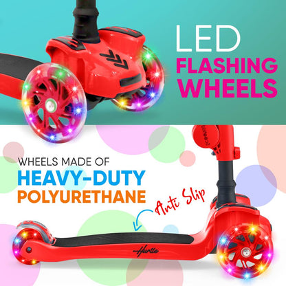 3-Wheel Kids Scooter with LED Wheels Adjustable Handlebar Foldable Seat