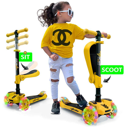 3-Wheel Kids Scooter with LED Lights Adjustable Handlebar Yellow
