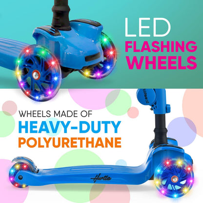 3-Wheeled Kids Scooter with LED Wheels Adjustable Handlebar Foldable Seat