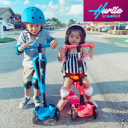Kids Scooter with Seat LED Wheels Adjustable Height Pink