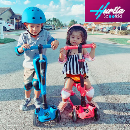Kids Scooter with Seat LED Wheels Adjustable Height Green