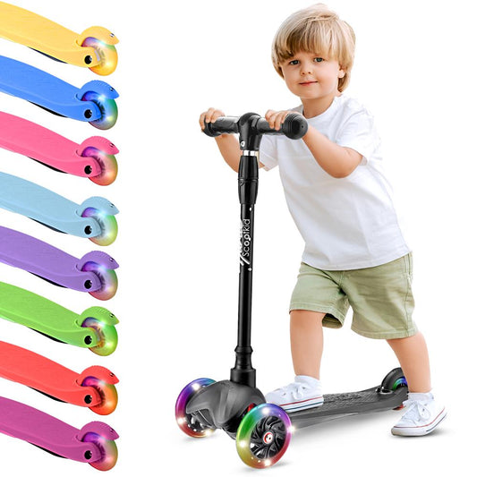 Kids Mini Kickboard Scooter Adjustable Height LED Wheels Ages 2-5