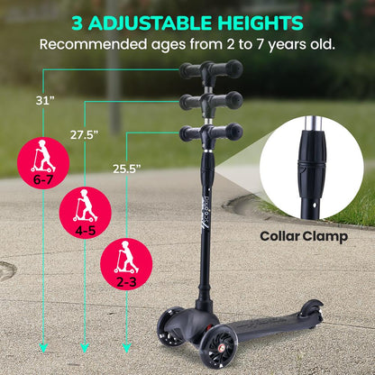 Kids Mini Kickboard Scooter Adjustable Height LED Wheels Ages 2-5