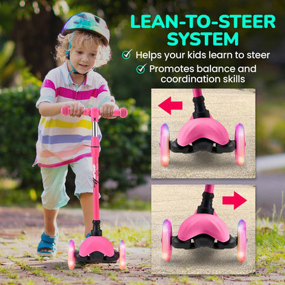 Mini Kickboard Scooter for Kids Adjustable LED Wheels Watermelon