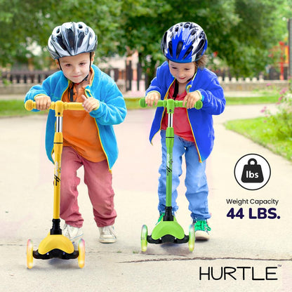 Mini Kickboard Scooter for Kids Adjustable LED Wheels Green