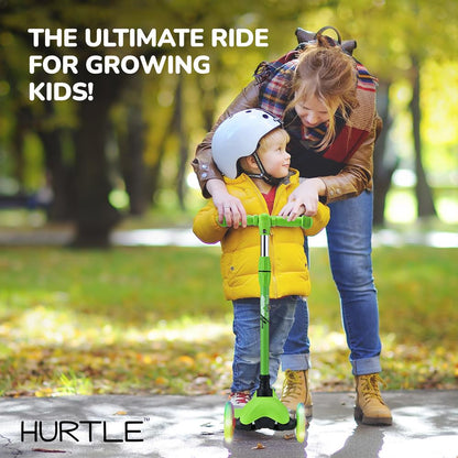Mini Kickboard Scooter for Kids Adjustable LED Wheels Green