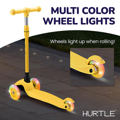 Mini Kickboard Scooter for Kids Adjustable LED Wheels Yellow