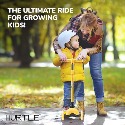 Mini Kickboard Scooter for Kids Adjustable LED Wheels Yellow