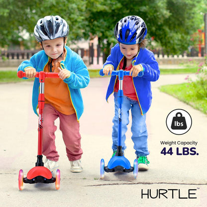 Kids Mini Kickboard Scooter Adjustable LED Wheels Anti-Slip Red