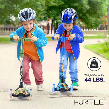 Kids Mini Kick Scooter Fun LED Wheels Adjustable Handlebar Graffiti