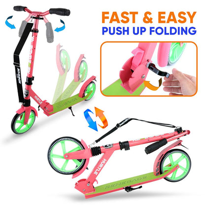 Kick Scooter for Teens & Adults Smooth 8 Wheels Alloy Deck Watermelon