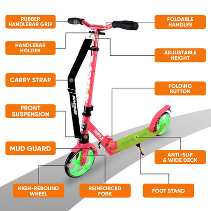Kick Scooter for Teens & Adults Smooth 8 Wheels Alloy Deck Watermelon