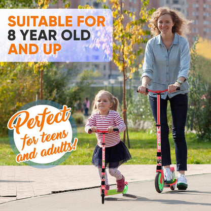 Kick Scooter for Teens & Adults Smooth 8 Wheels Alloy Deck Watermelon