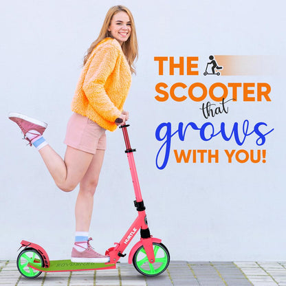 Kick Scooter for Teens & Adults Smooth 8 Wheels Alloy Deck Watermelon