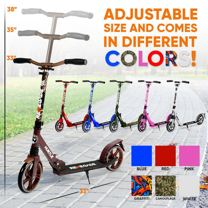 Kick Scooter for Teens & Adults Foldable Alloy Deck Real Tree
